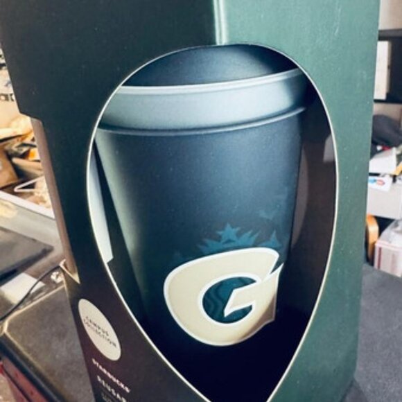 Starbucks Campus Collection GEORGETOWN HOYAS 5 PK Plastic 24 Oz Cups Lid/Straw - Picture 5 of 7